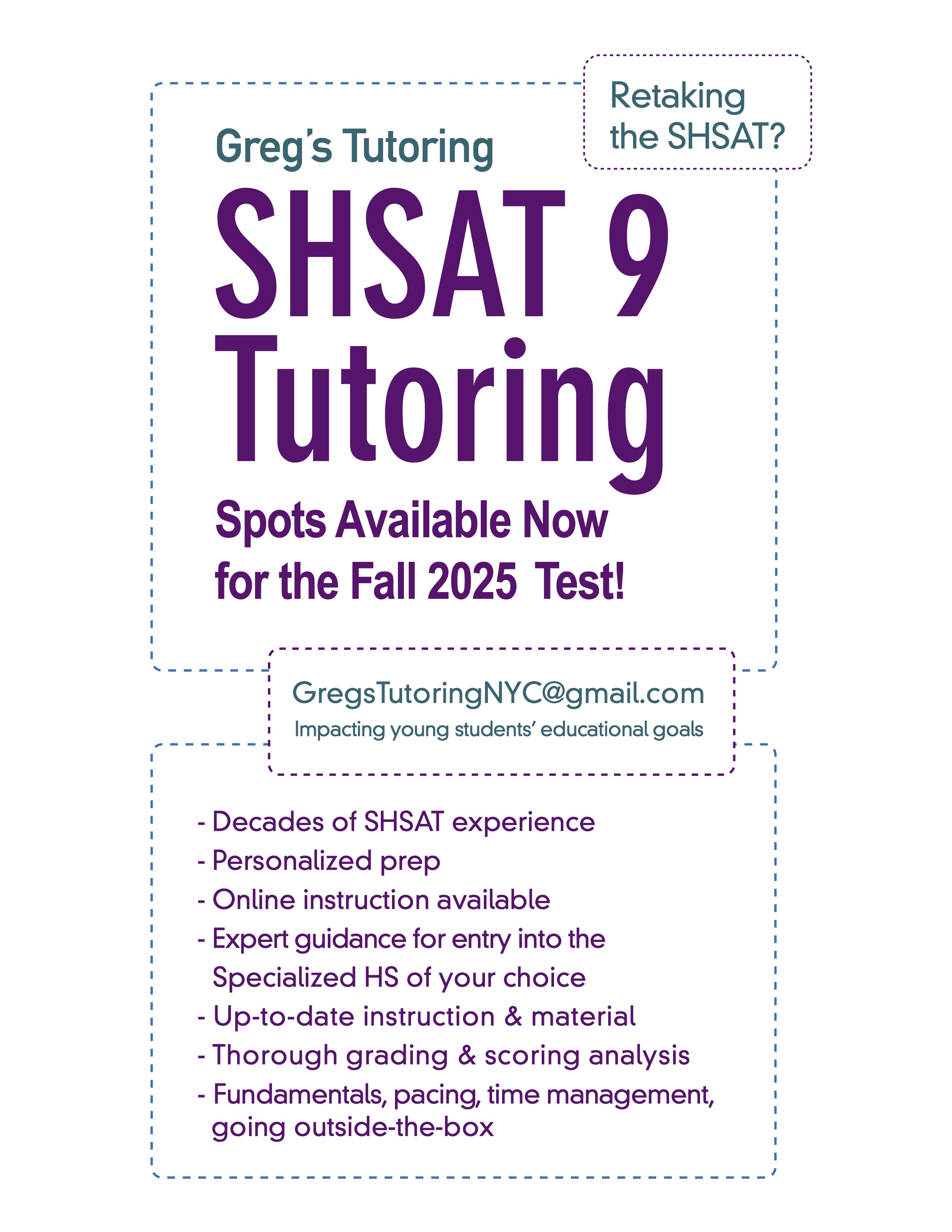 SHSAT Tutoring Available Now