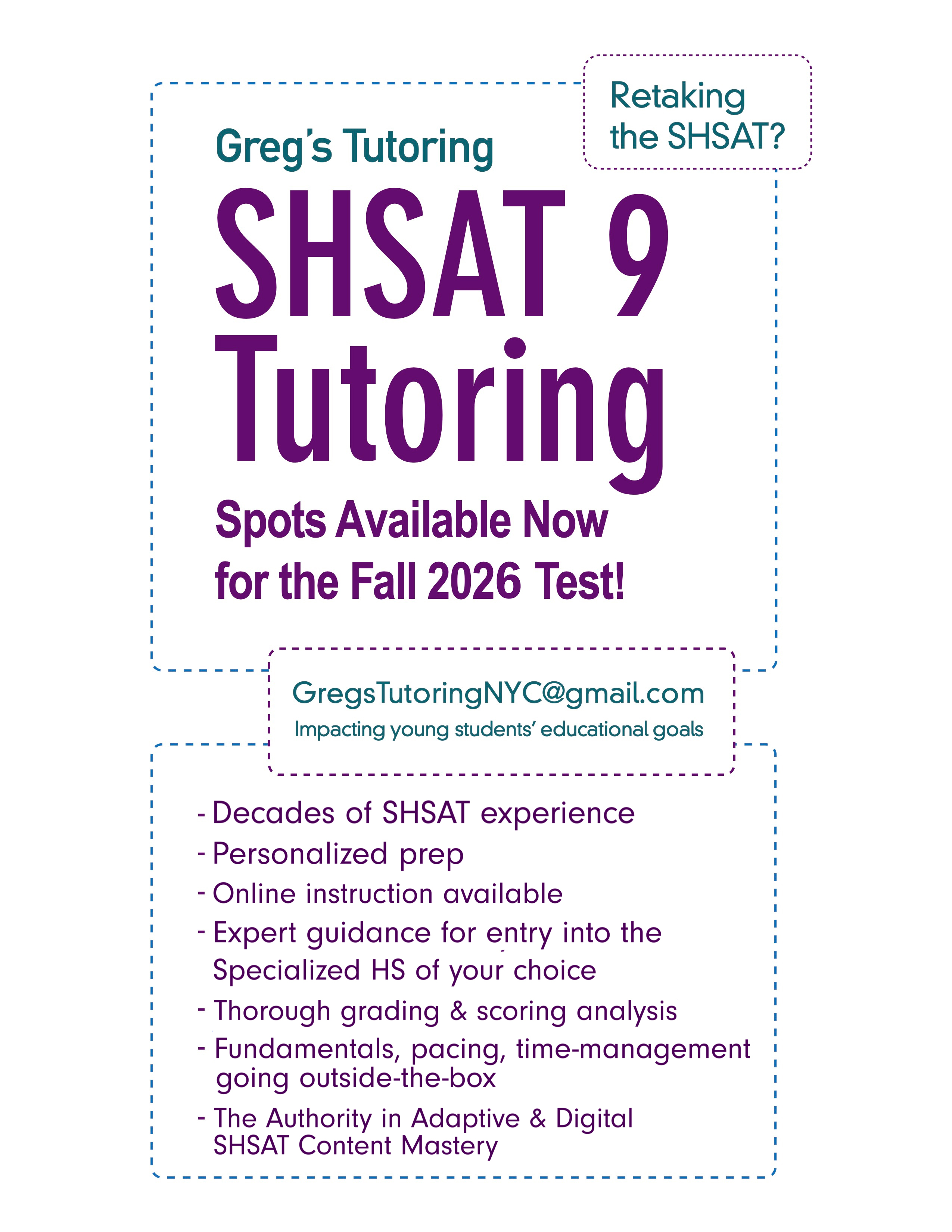 SHSAT Tutoring Available Now