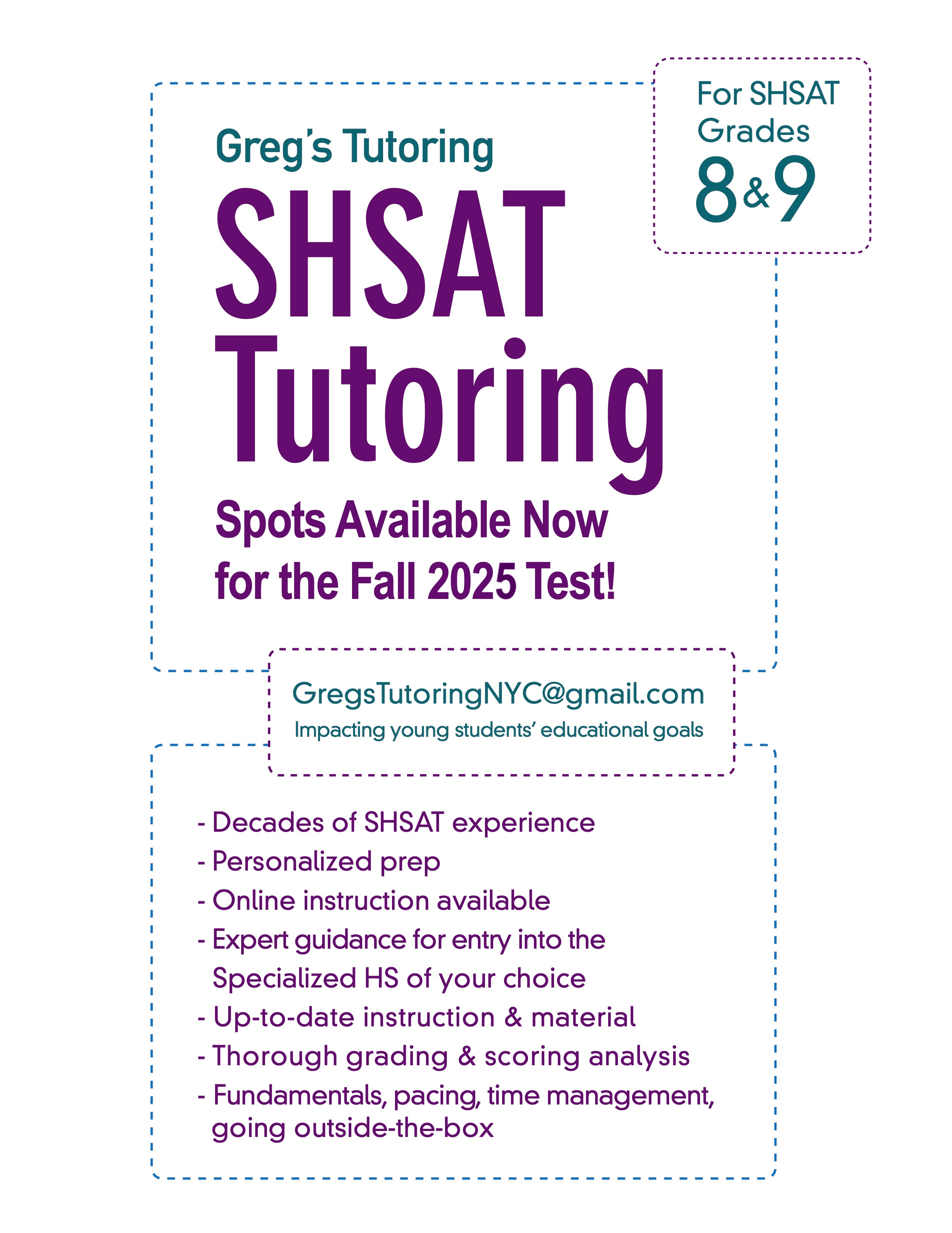 Greg's Tutoring SHSAT Tutoring