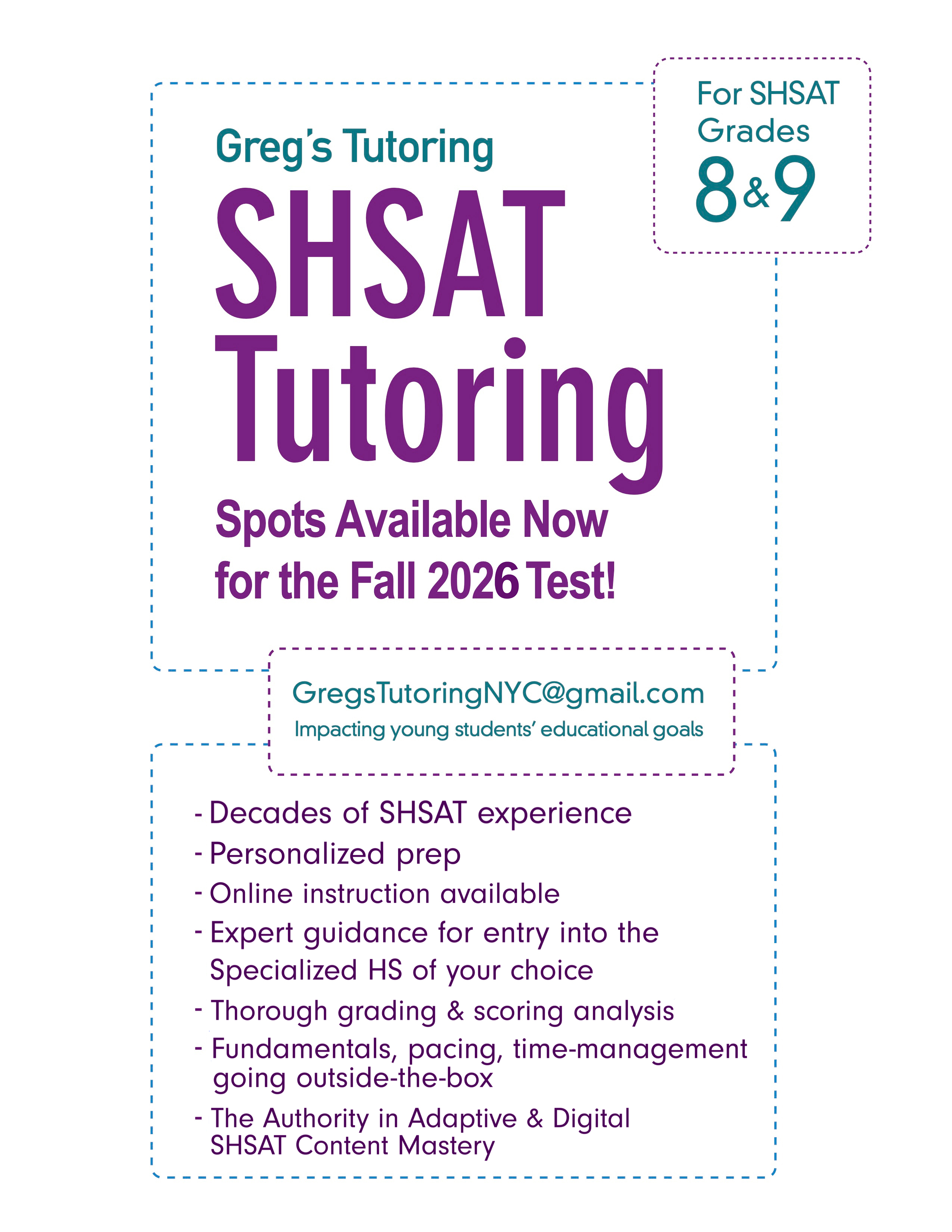SHSAT Tutoring Available Now