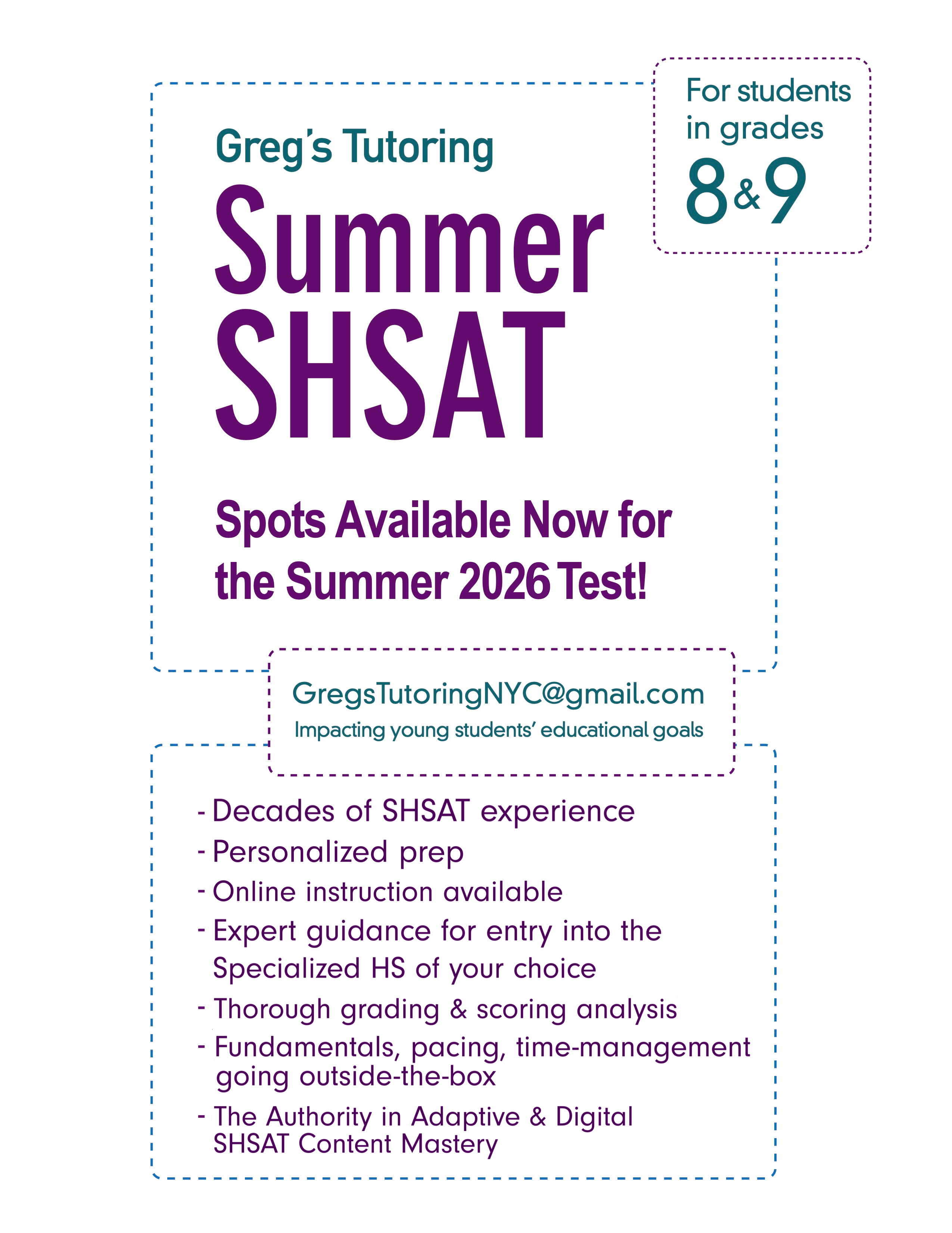 SHSAT Tutoring Available Now